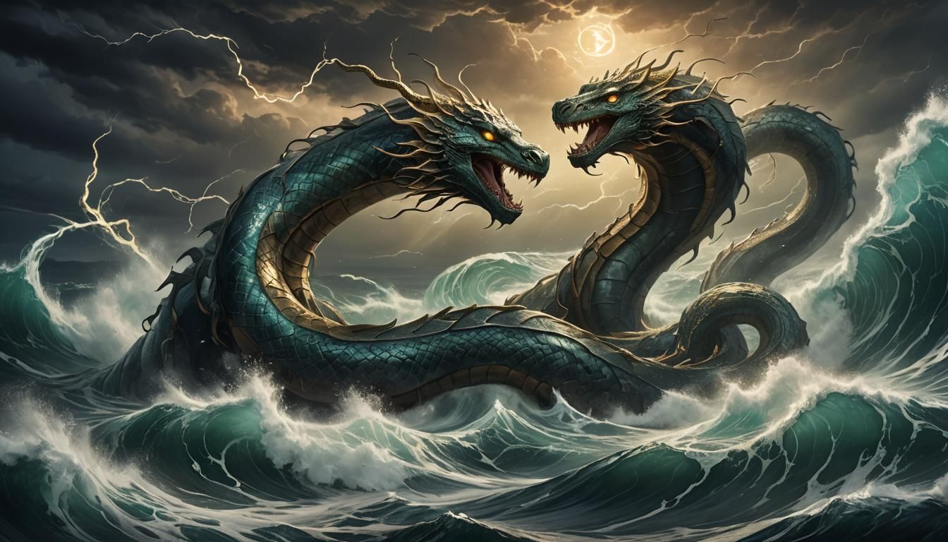 Jörmungandr: World Serpent in Tempestuous Ocean