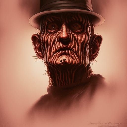 Creepy Freddy Krueger Portrait in Hyper-Realistic Style