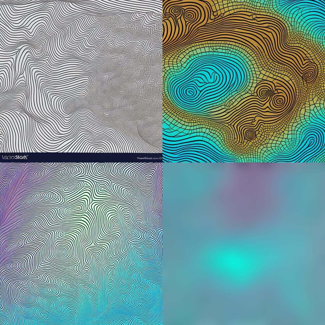 Abstract Island with Zentangle Wave Fractal