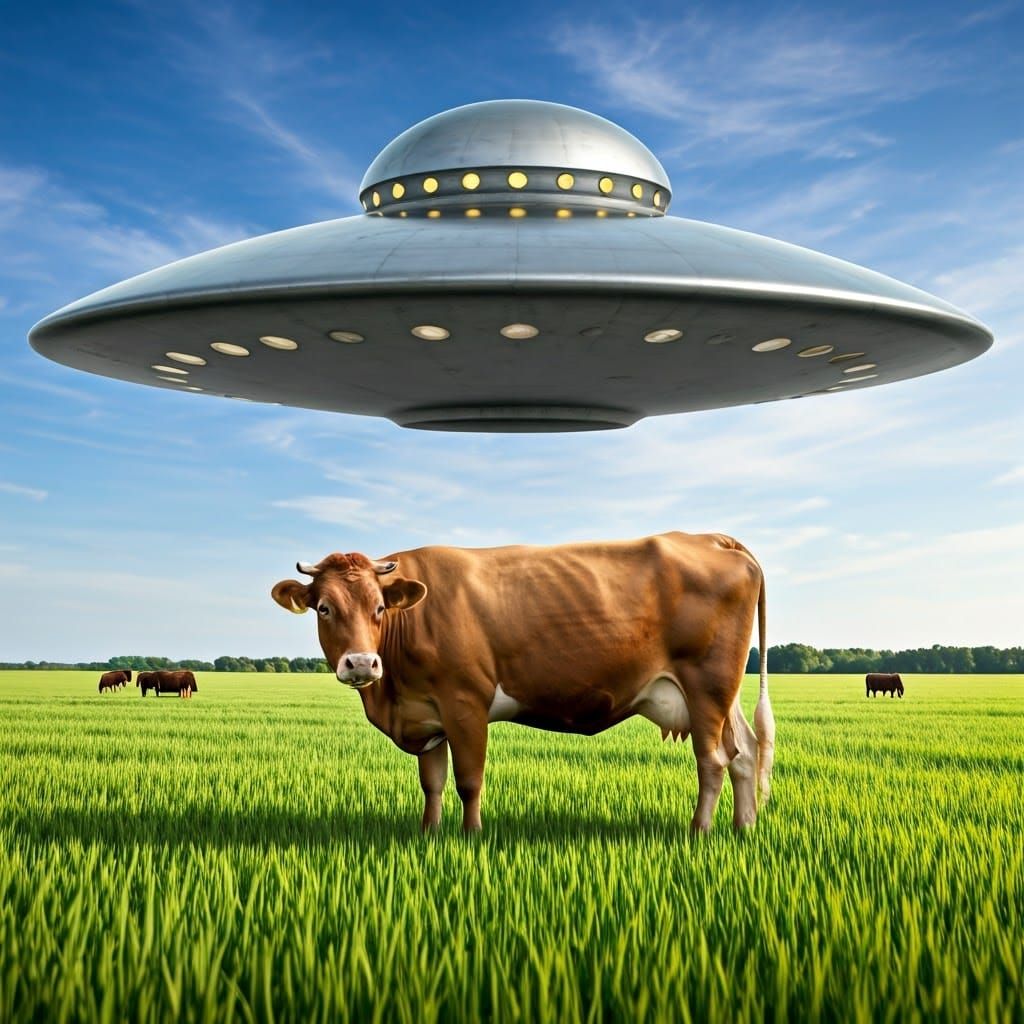 UFO Stealing Cow: Professional Photography