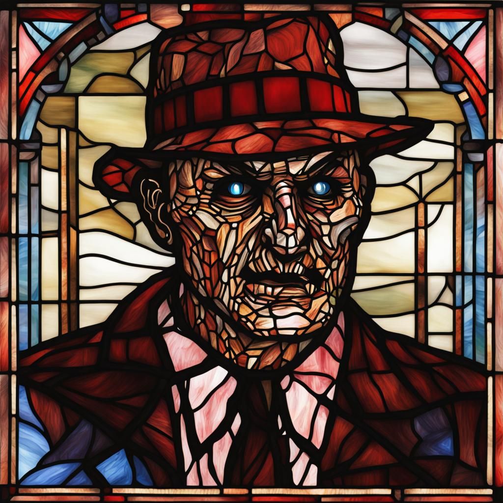 Freddy Krueger as Stained Glass Art