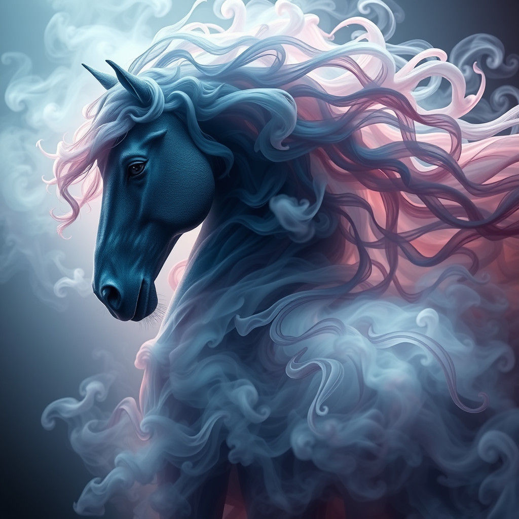 Ethereal Smoke Forms a Horse and Human Figure