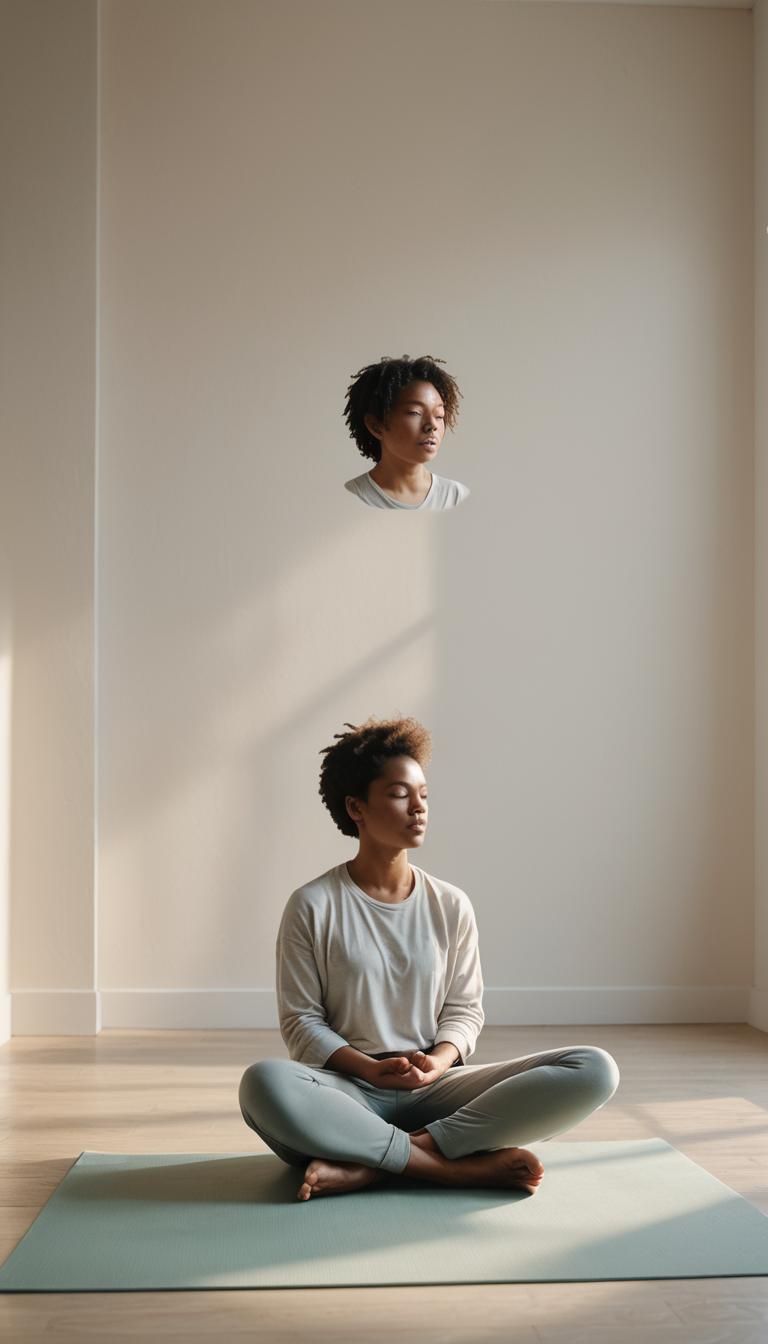 Peaceful Meditation in Sunlit Yoga Studio
