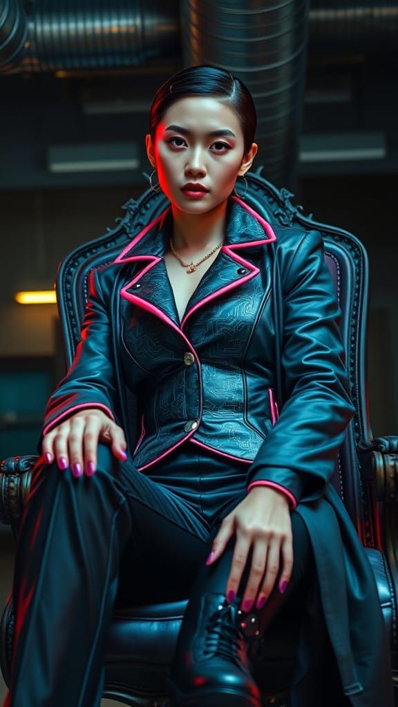 Cyberpunk Royalty in Regal Repose