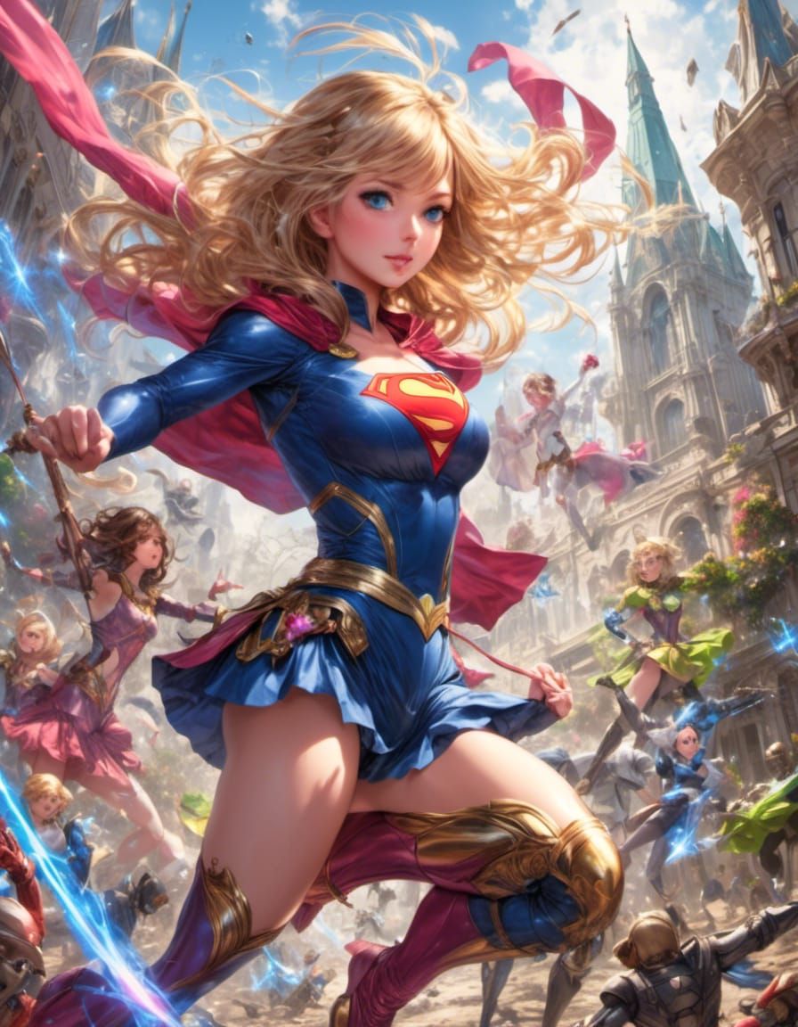 Supergirl in Futuristic Victorian Magical Style