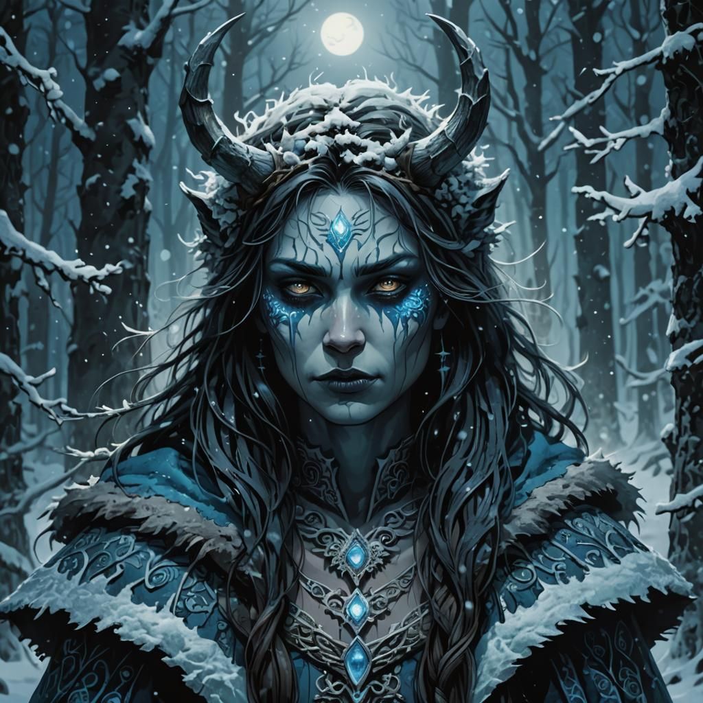 Eerie Siberian Demon Spirit in Dark Fantasy Style