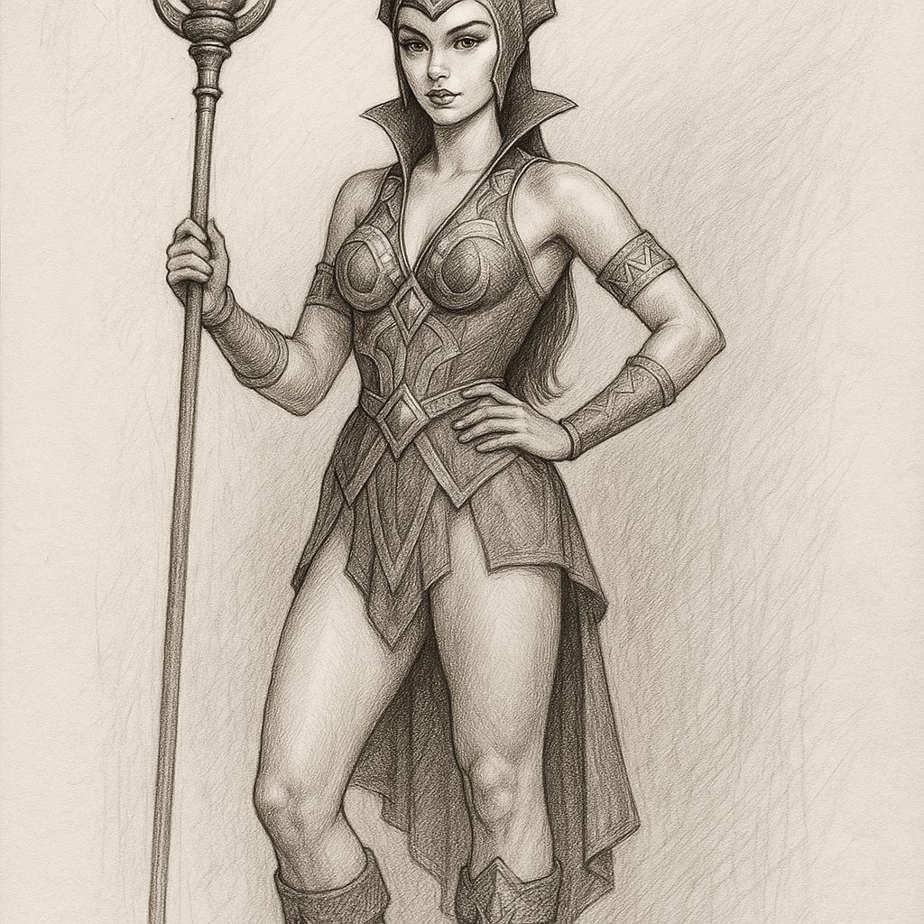 Detailed Sketch of Evil-Lyn from He-Man