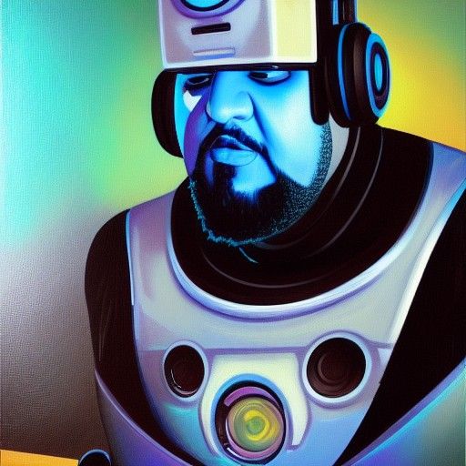 Robot DJ Khaled as Oil Painting