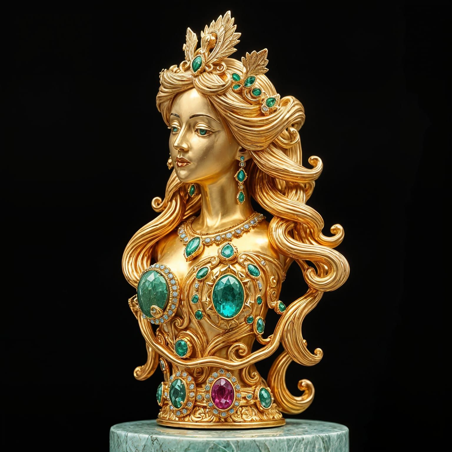 Golden Goddess in Hyperrealistic Splendor