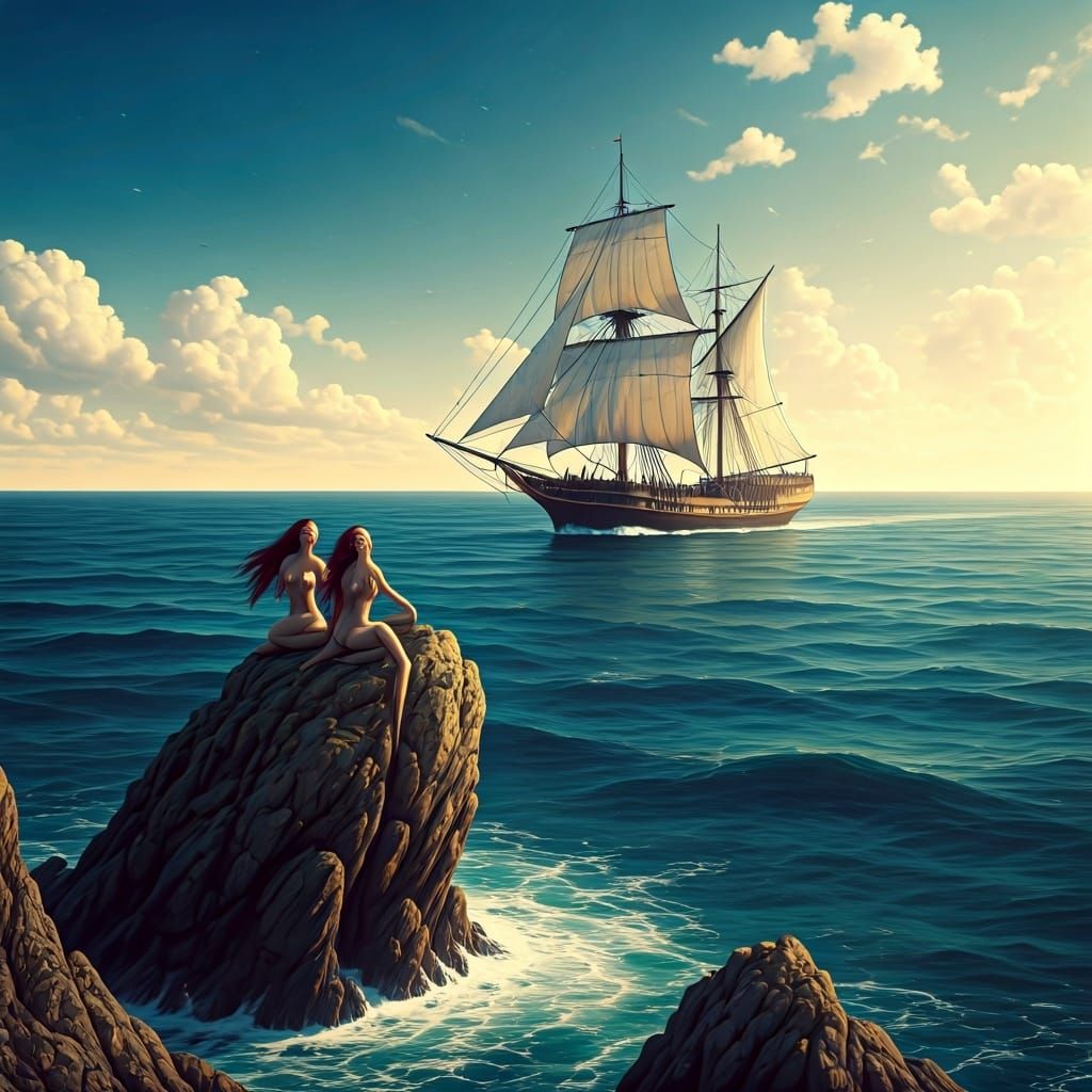 Sirens Singing to a Distant Ship: Romantic Painting