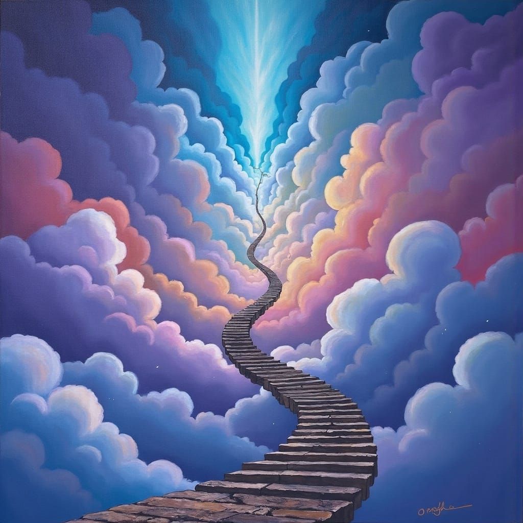 Ethereal Staircase Ascending into a Breathtaking Sky
