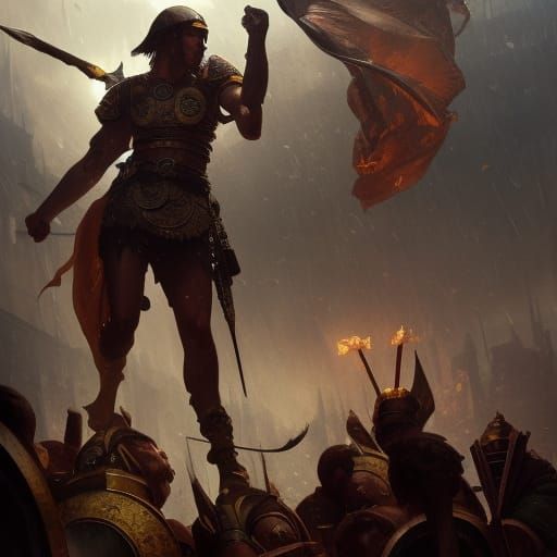 Epic Roman Legion in Dark Fantasy Style