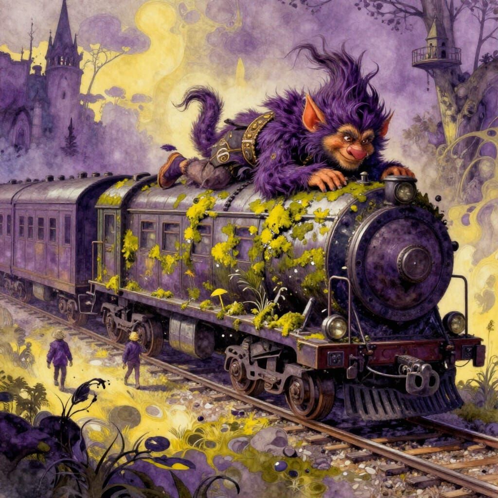 Moss Train Speed Walkers in Watercolor Style