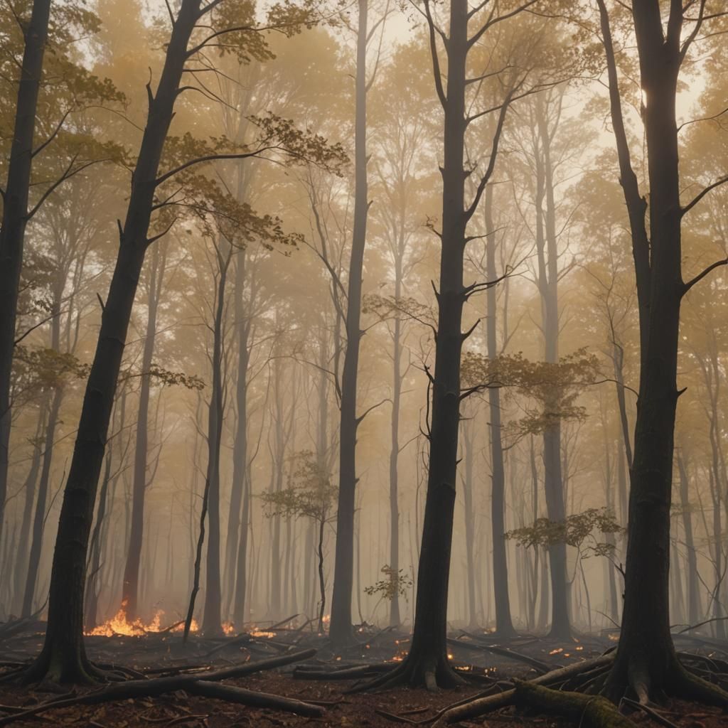 Ethereal Forest Fire Clears Misty Undergrowth