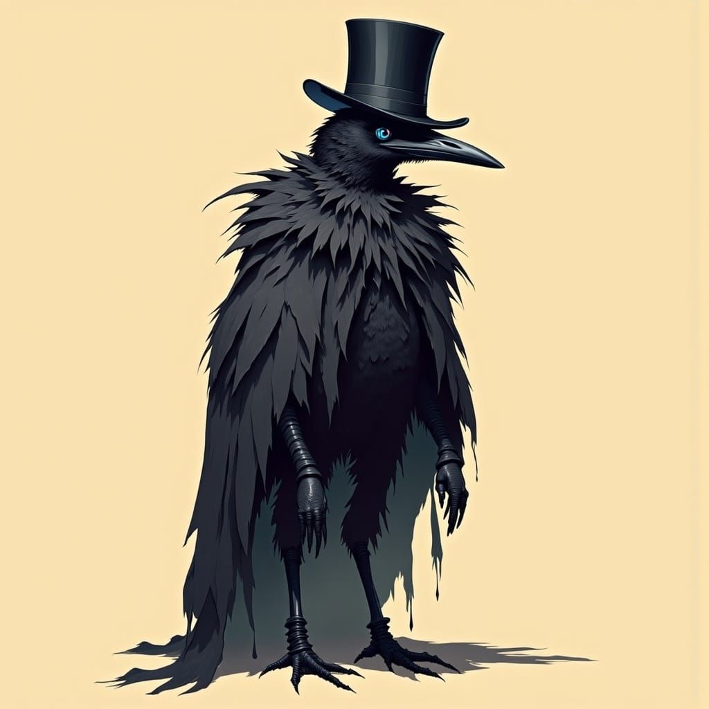 Crow in Top Hat: Digital Comic Illustration