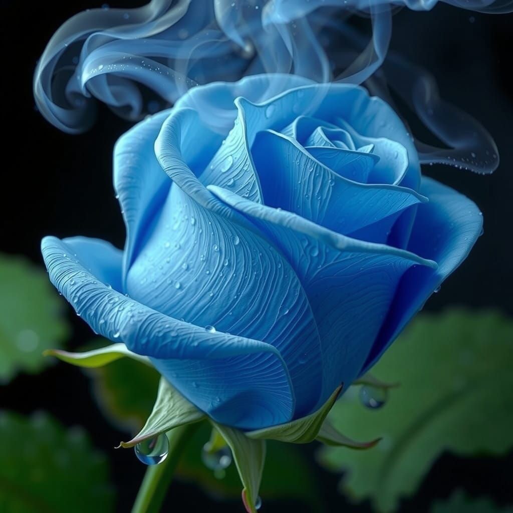 Majestic Blue Rose in Ethereal Mist