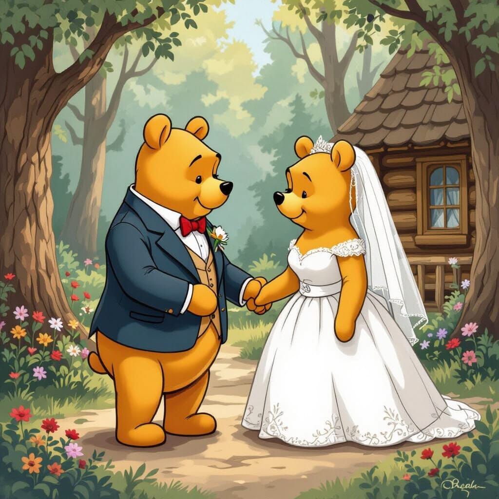 Winnie the Pooh Wedding at a Cabin in the Woods