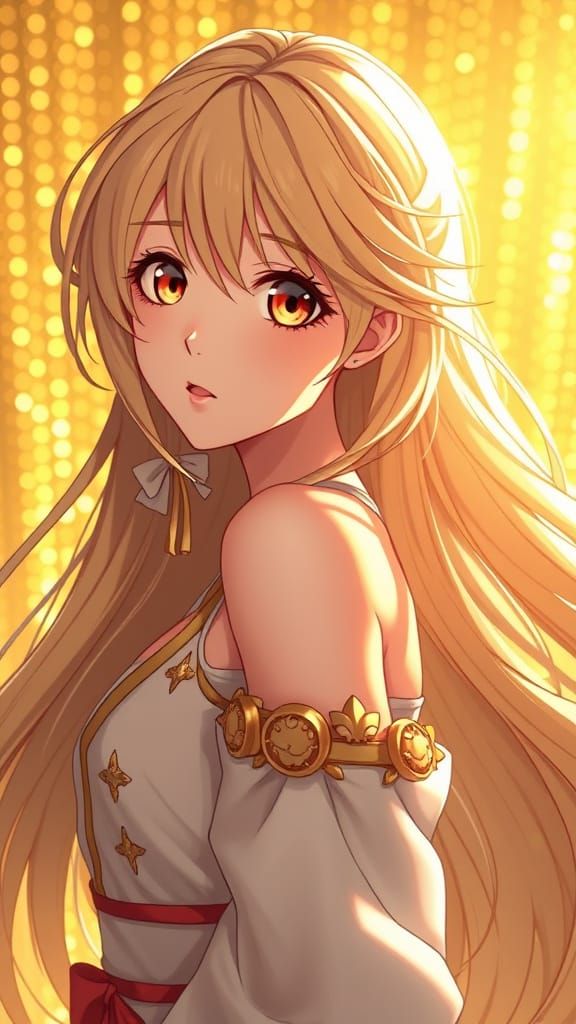 Anime 3D Render of Woman with Flowing Blonde Hair