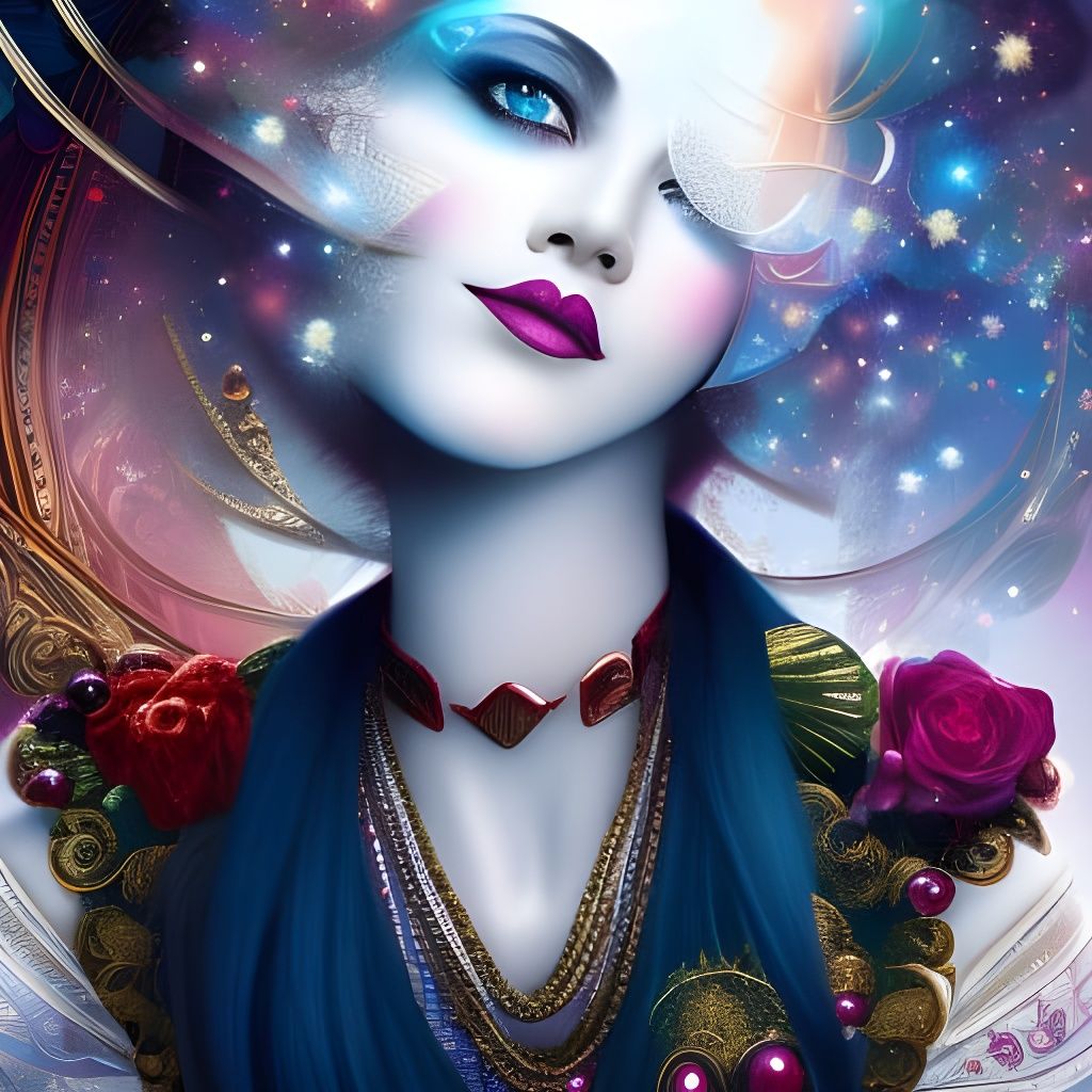 Sad Clown in Starry Circus Scene