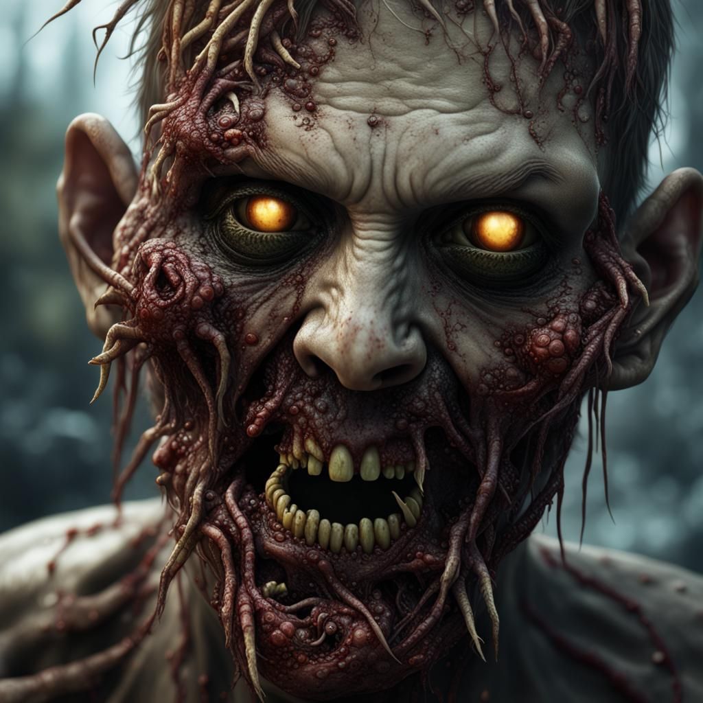 Maggot-Infested Zombie Face: Detailed Concept Art