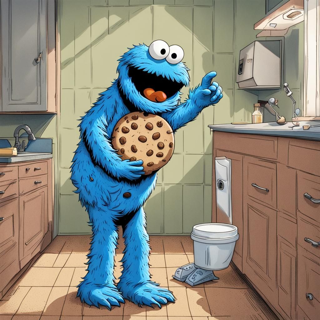 Cookie Monster with Fibromyalgia: An AI-Generated Image