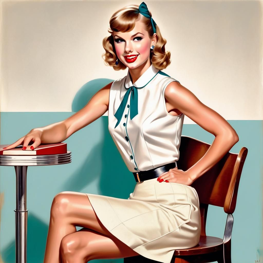 1950s Pin-Up Illustration in Gil Elvgren Style