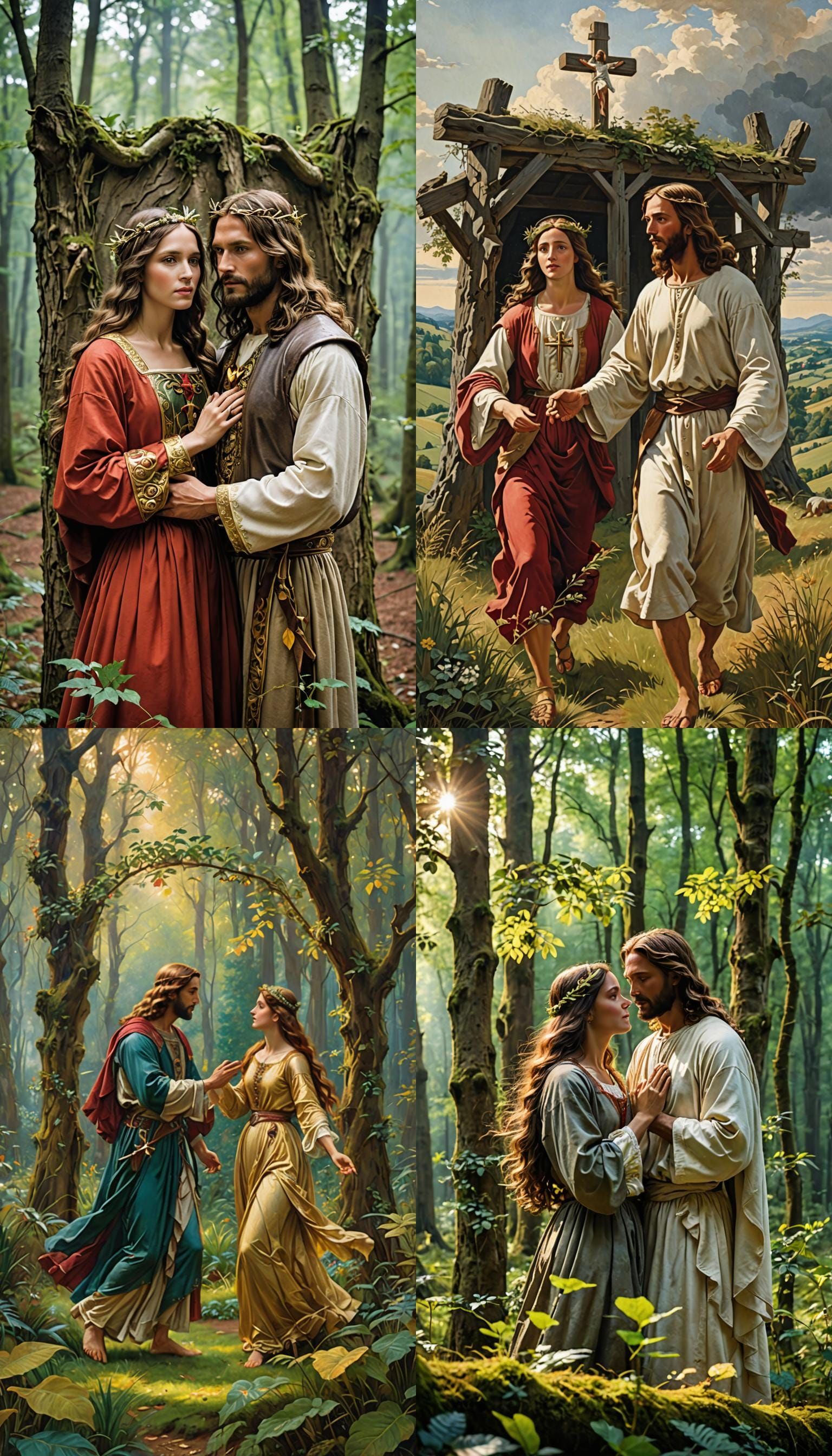 Jesus and Mary Magdalene Dancing in a Forest