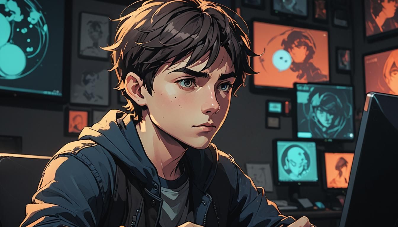 Manga Portrait: Boy with Esports Dream