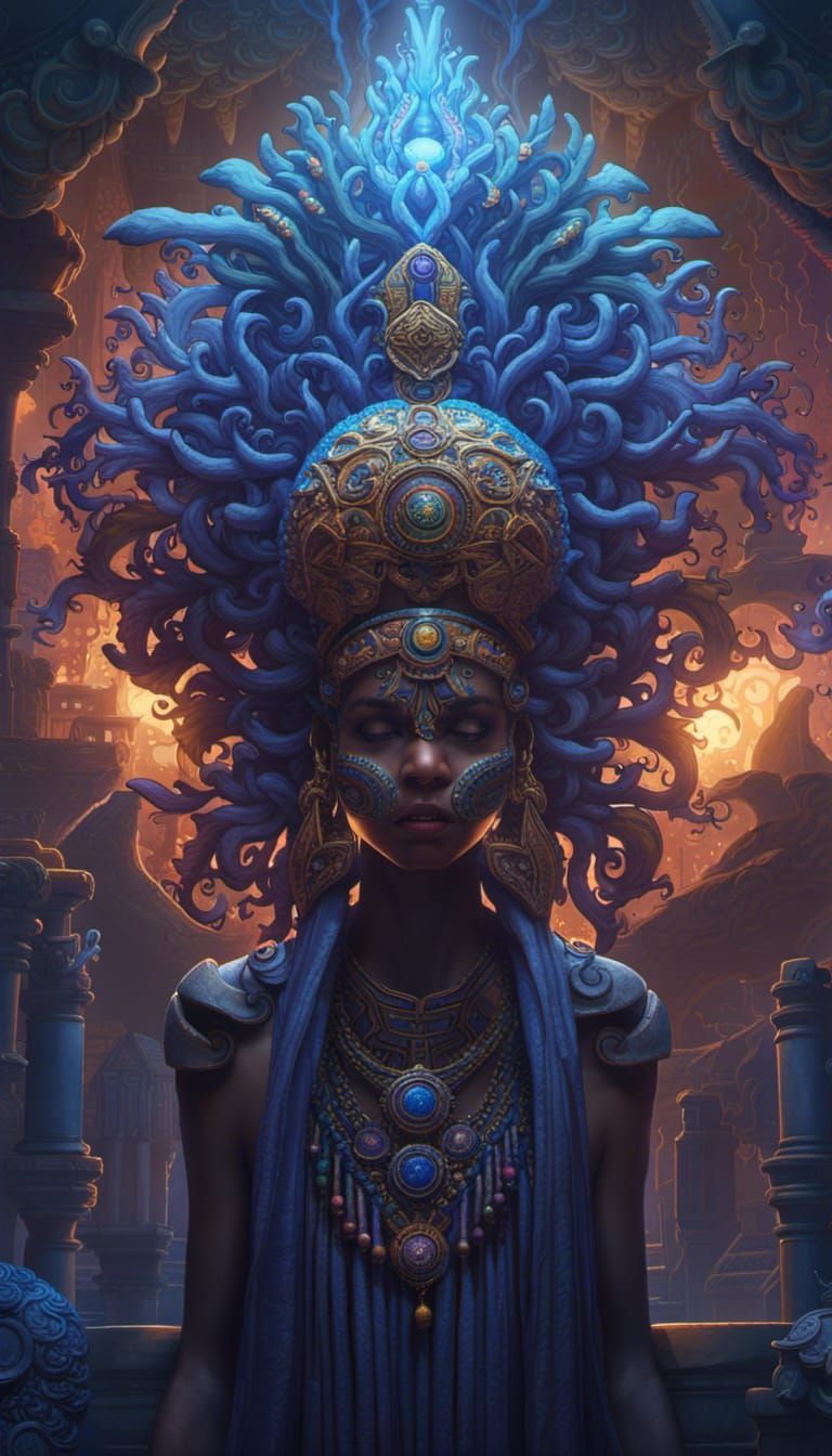 Ancestral Spirits in Indigo Haze: Concept Art