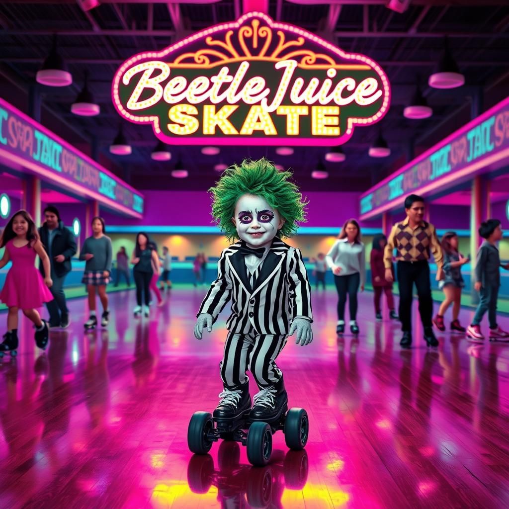Beetlejuice Toddler on Retro Roller Skates