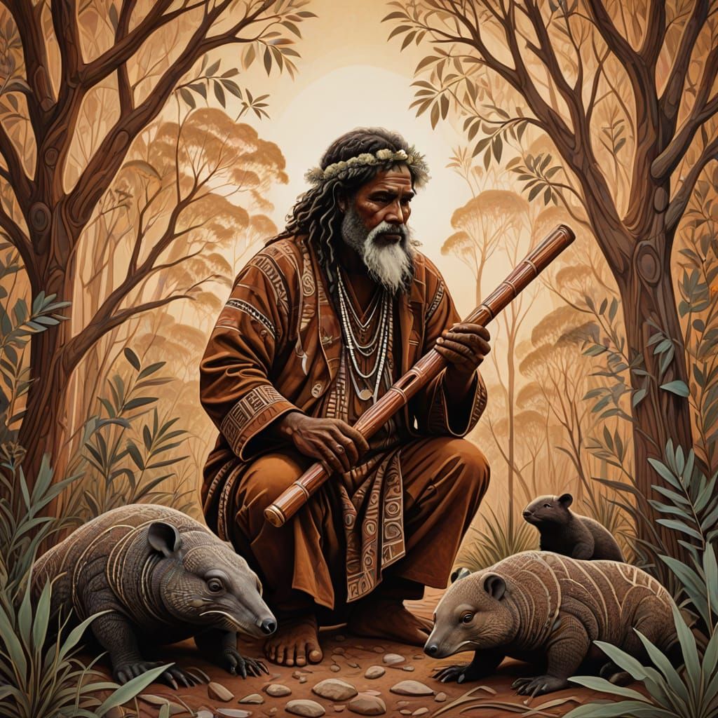 Aboriginal Elder in Traditional Rarrk Patterns