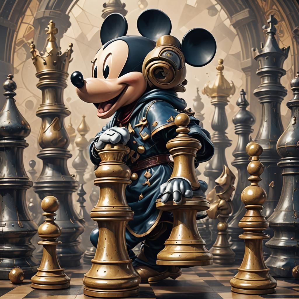 Mickey Mouse as Chess Piece, Detailed Portrait
