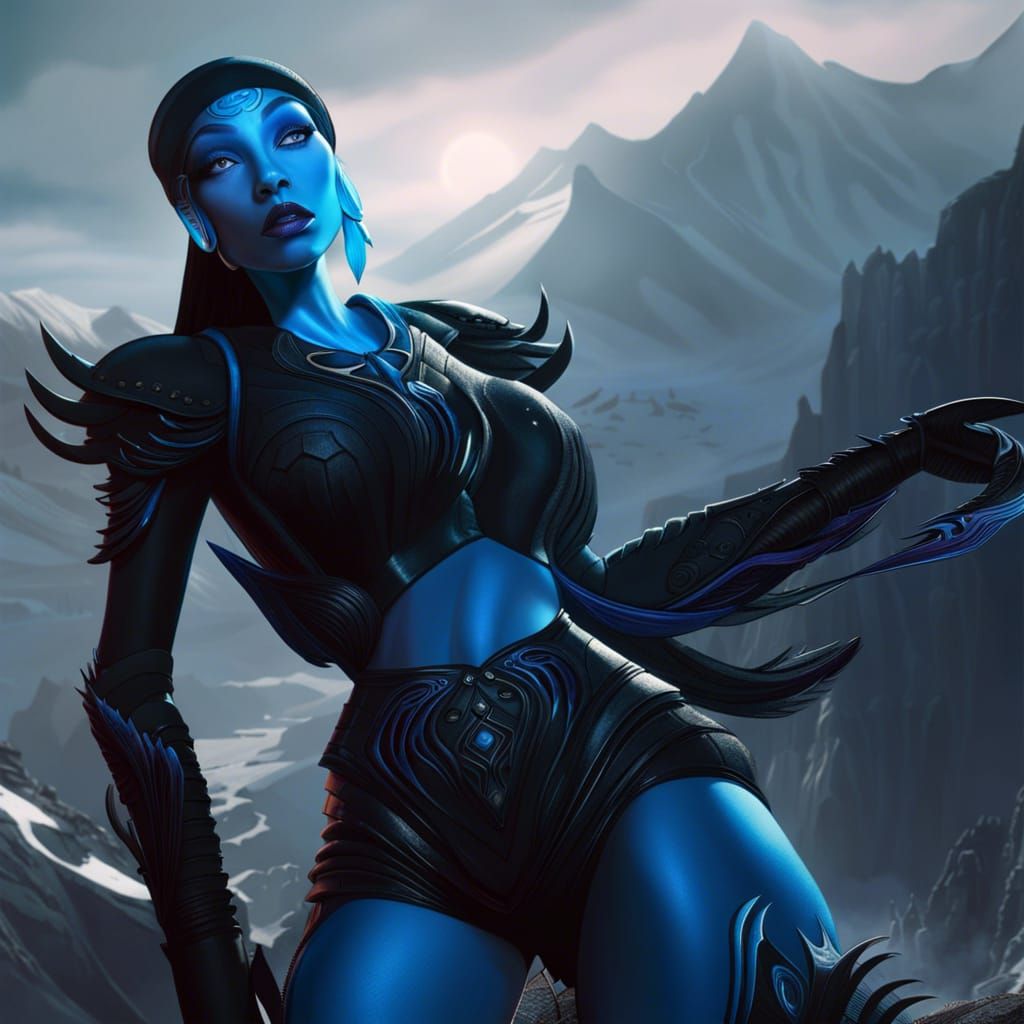 Alien Female Character in Matte Painting Style