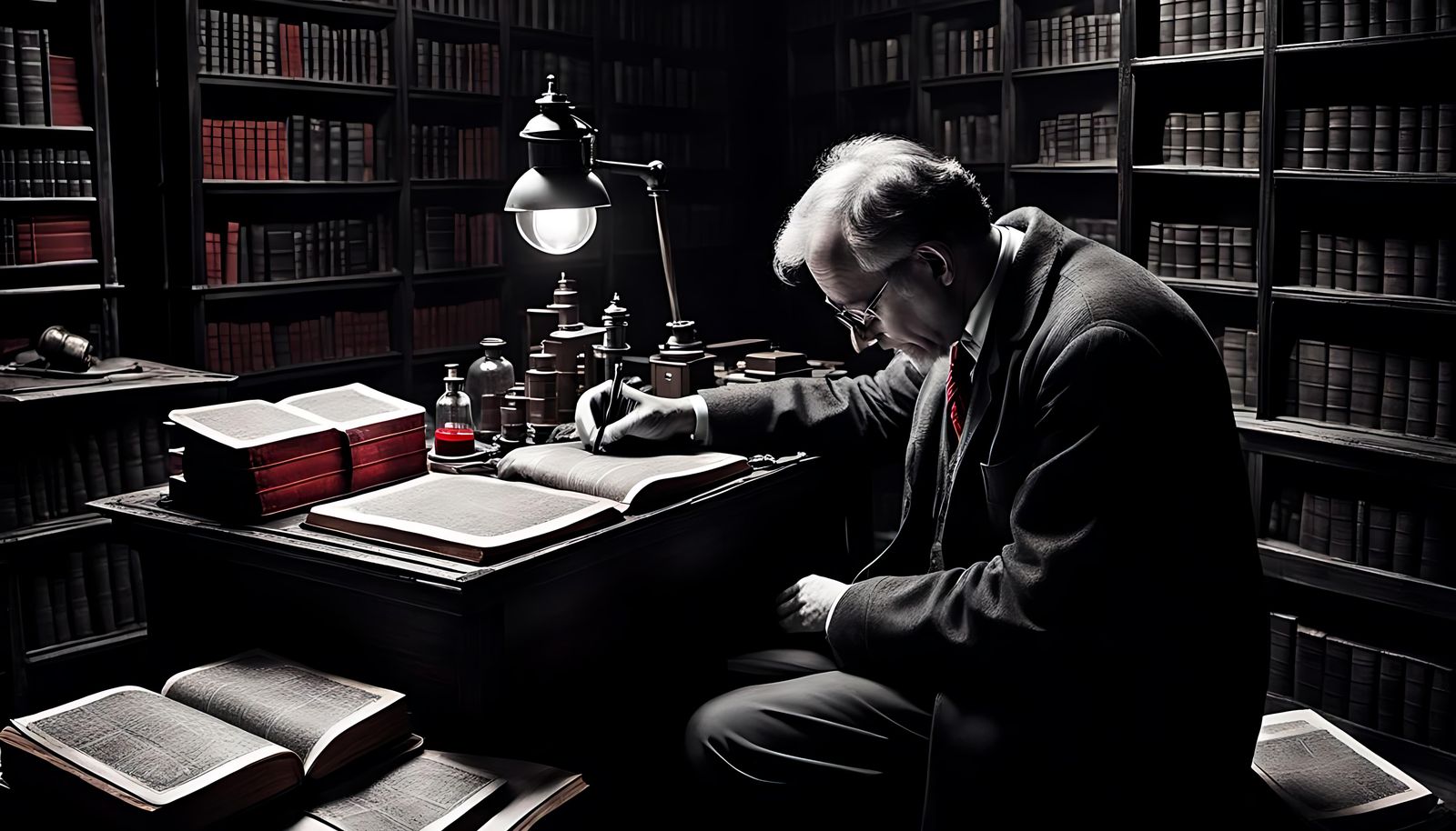 Psycho Scientist's Studious Pursuit in Acrylic Style