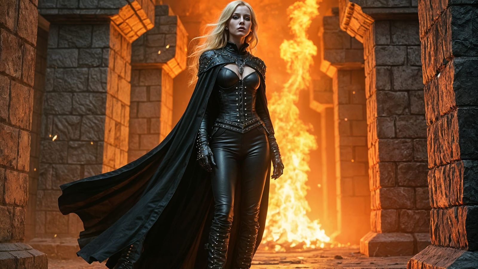 Goth Woman in Labyrinthine Shadows