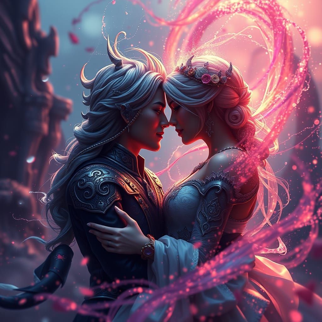 Fantastical Magical Love Scene in Matte Painting Style