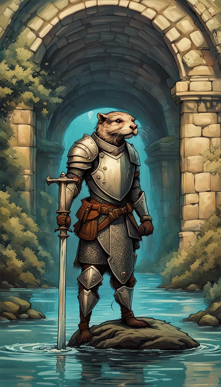 Otterfolk Knight in Art Nouveau Style