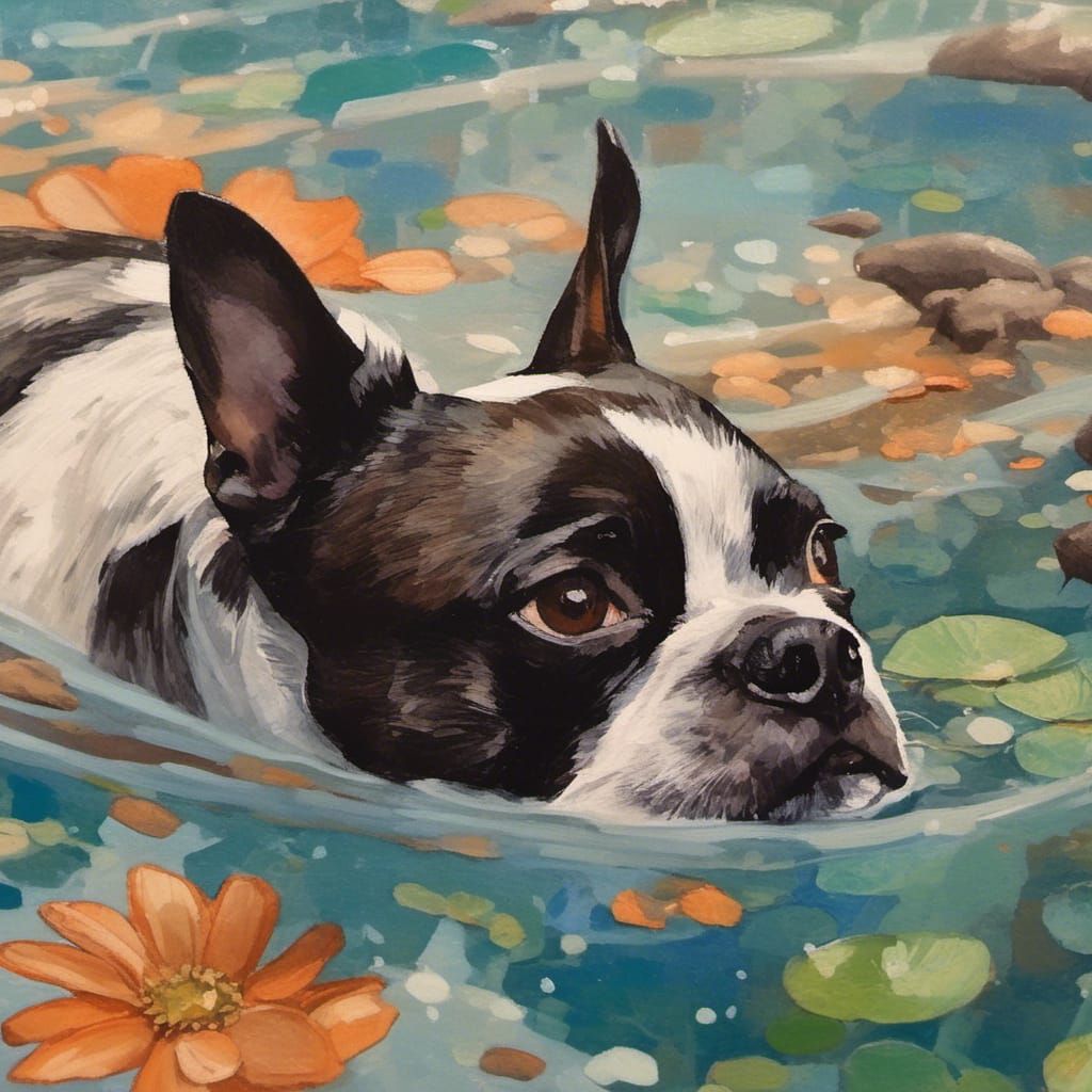 Art Nouveau Oasis Spring with Glistening Rocks