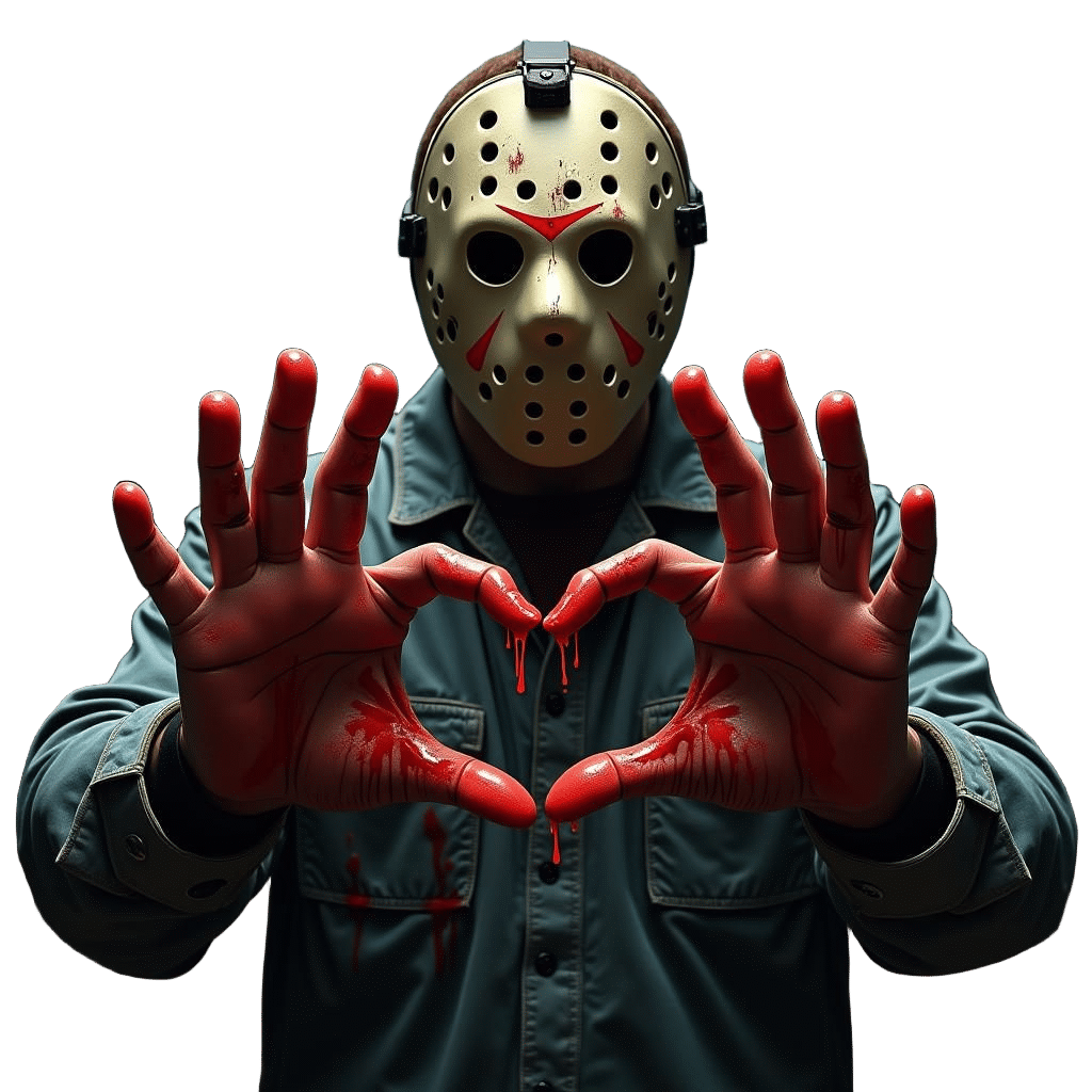 Jason Voorhees Heart Gesture with Bloody Hands