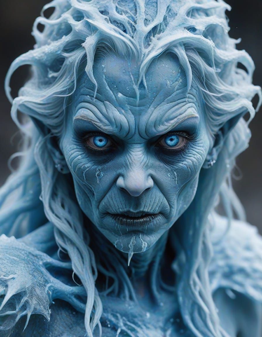 Mysterious Blue Ice Hag in a Sublime Landscape
