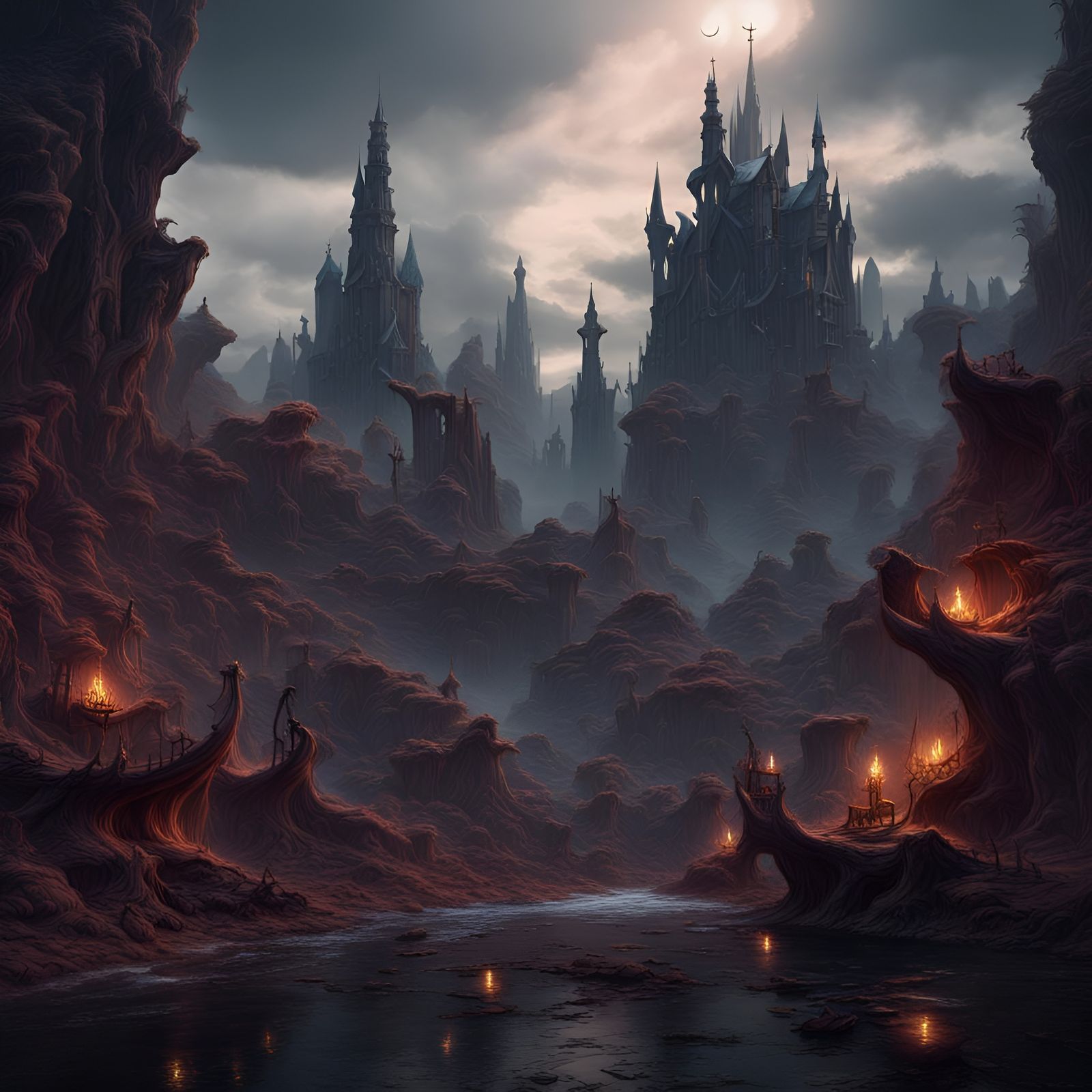 Dark Fantasy Landscape in Detailed Matte Painting