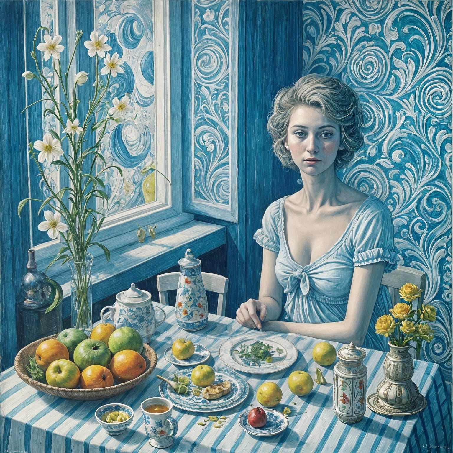 Ingeborg Stegemann Portrait, Surreal Impressionist Oil Paint...