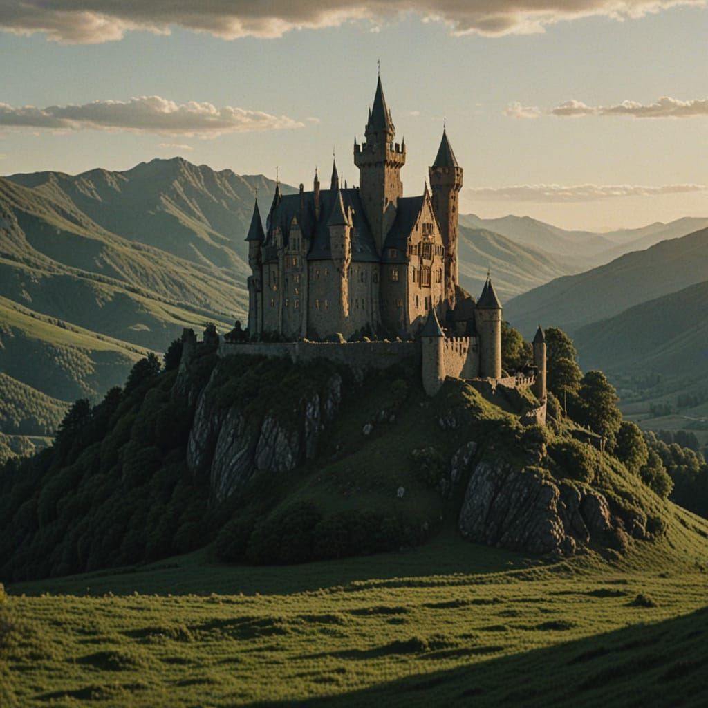 Medieval Castle in Warm Golden Light