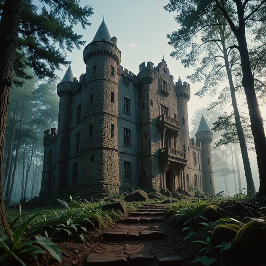 Ethereal Gingham Castle in Mystical Forest
