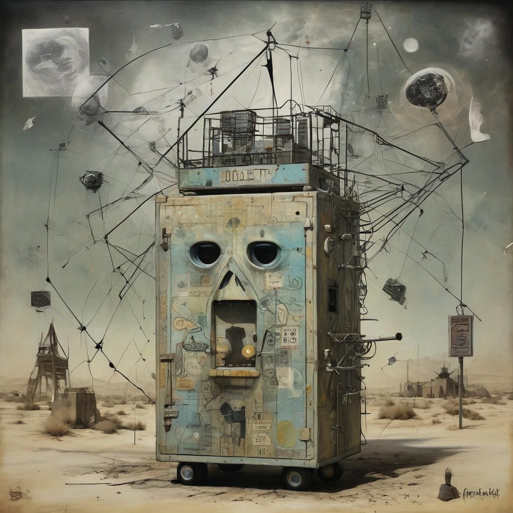 Surreal Las Vegas Futurism with Moonlit Stars