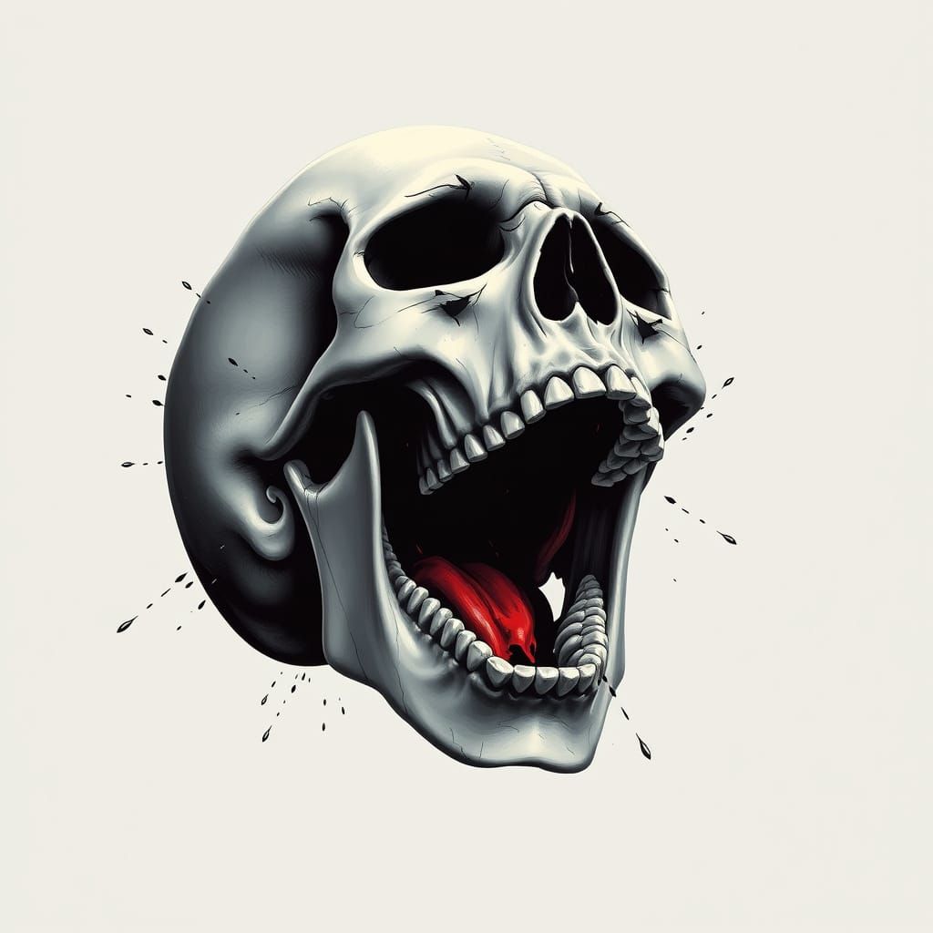 Agonized Screaming Skull in Pop Art Style
