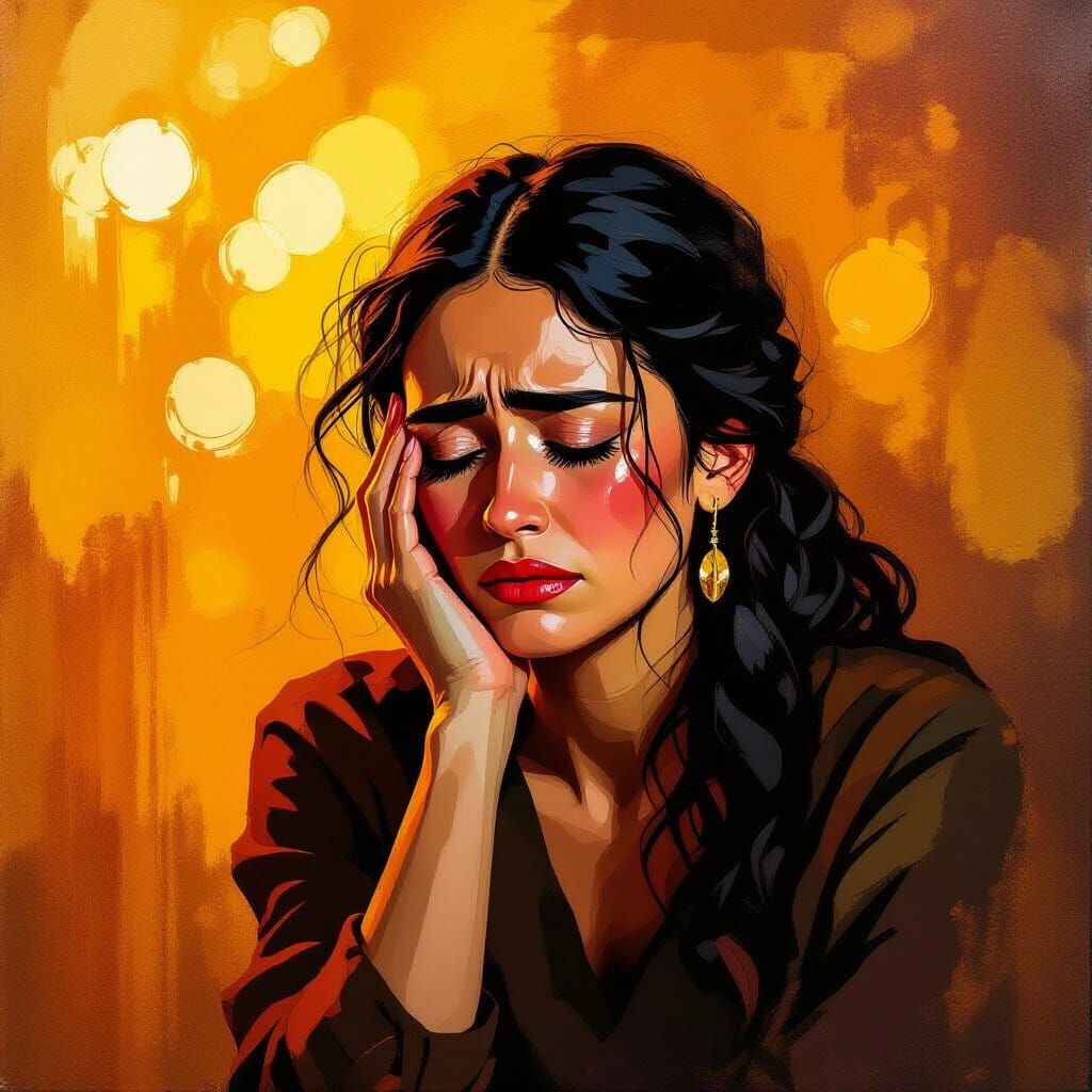 Woman in Despair: An Impressionistic Portrait