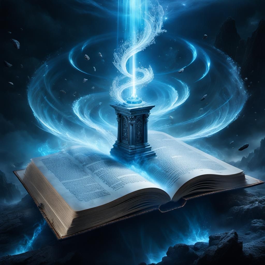 Holographic Runes Unleash Tornado from Book