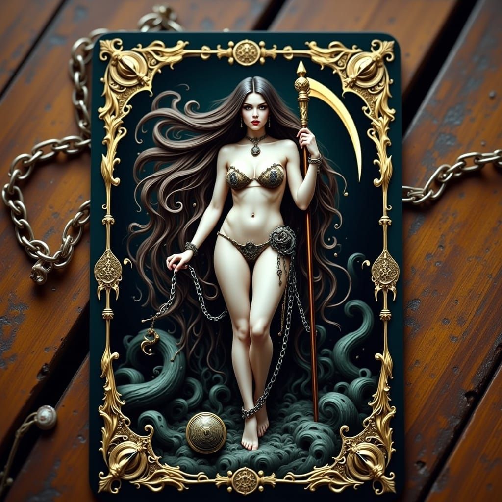 Ornate Tarot Card: Scythe of Death