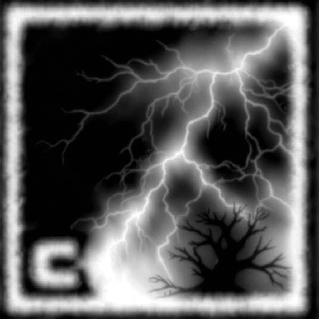 Dramatic Black and White Thunderstorm Illustration with Lett...